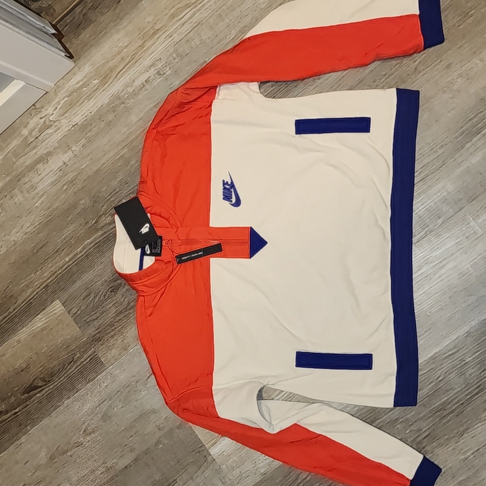 Nike loose fit 3/4 pullover fleece ivory, orange, blue 2 front pockets